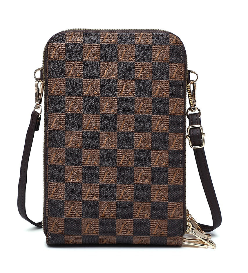 Compact Checkered Crossbody Bag