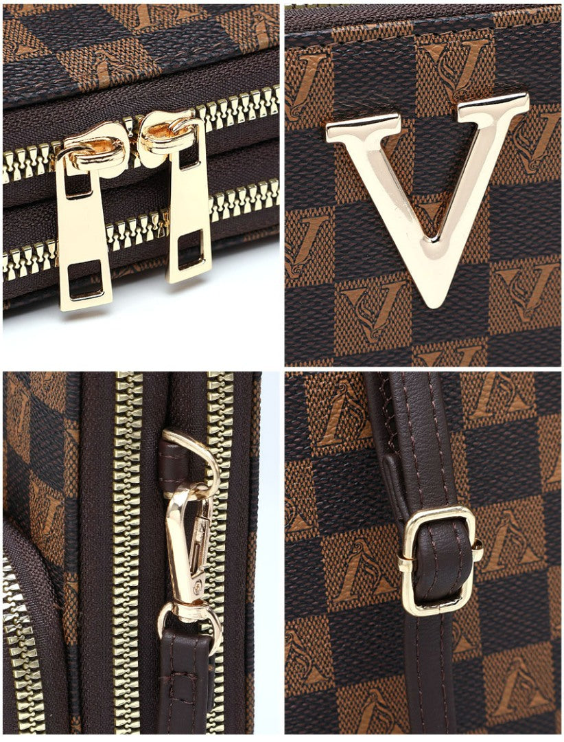 Compact Checkered Crossbody Bag