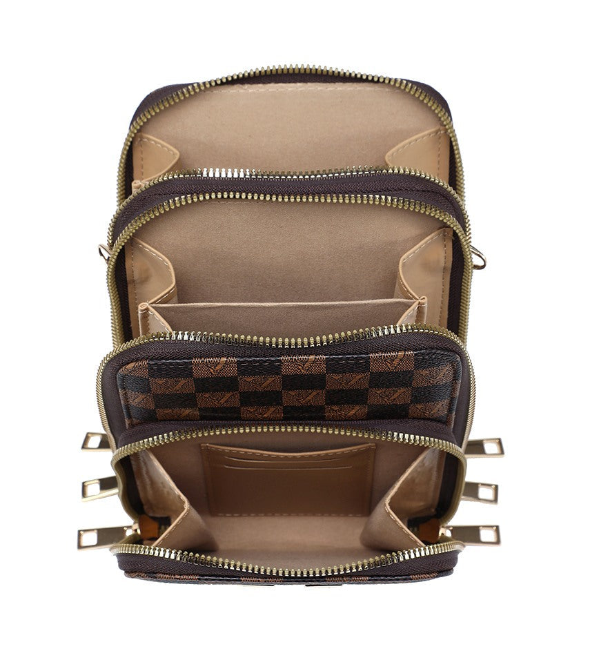 Compact Checkered Crossbody Bag