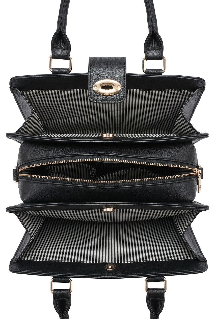 Turn-Lock Tassel Top-Handle Bag