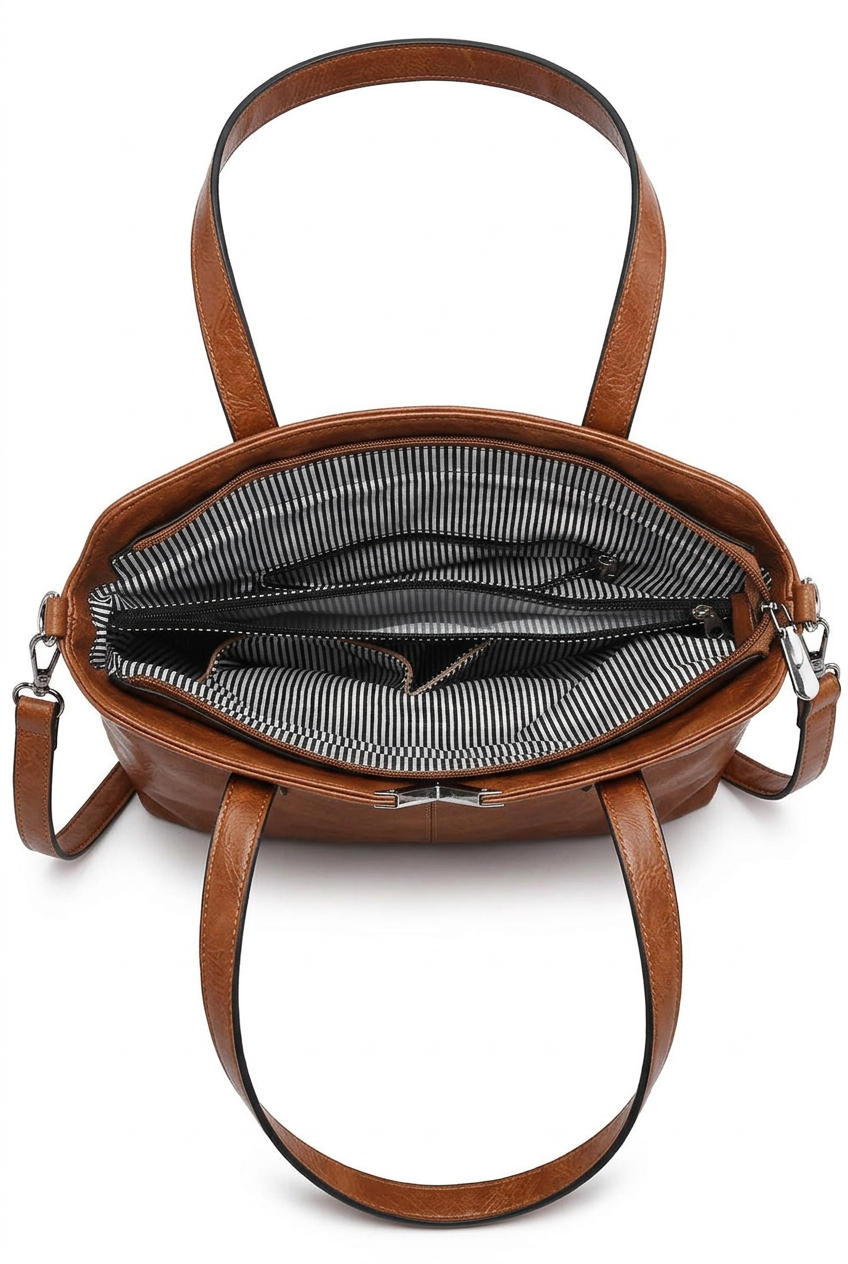 Studded V-Detail Shoulder Bag
