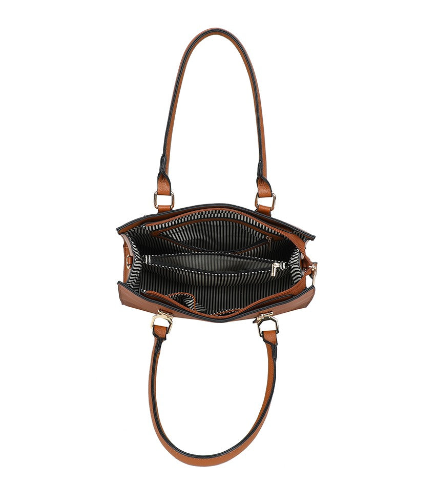 Buckle-Detail Textured Shoulder Bag
