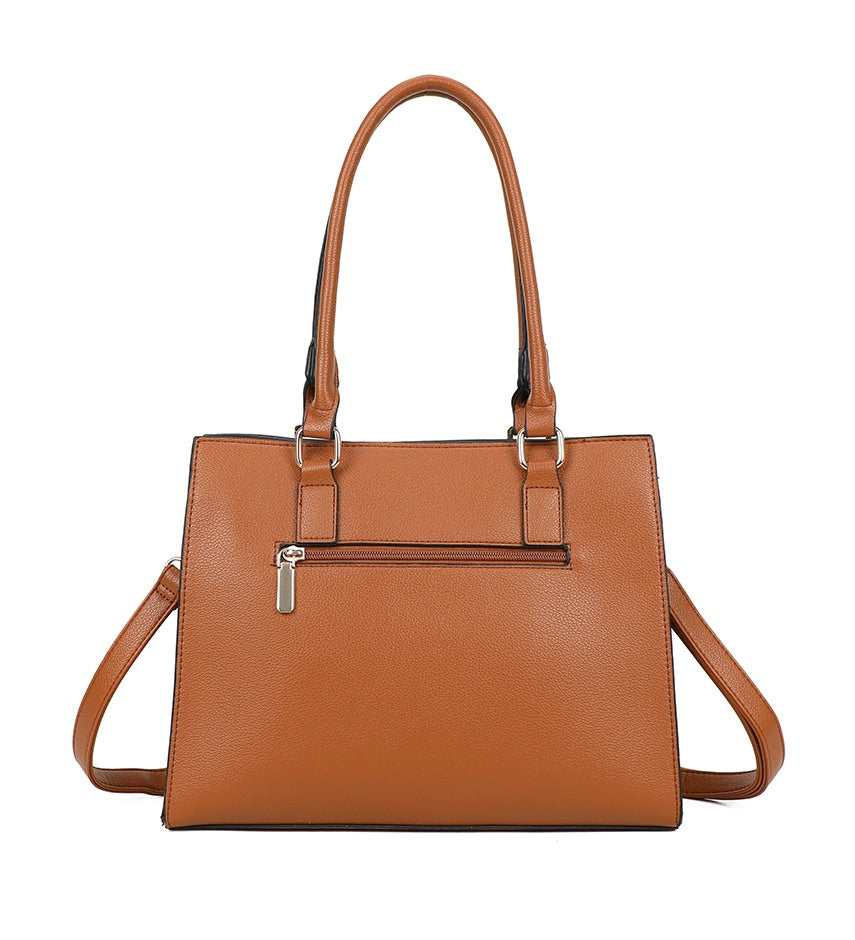 Buckle-Detail Textured Shoulder Bag
