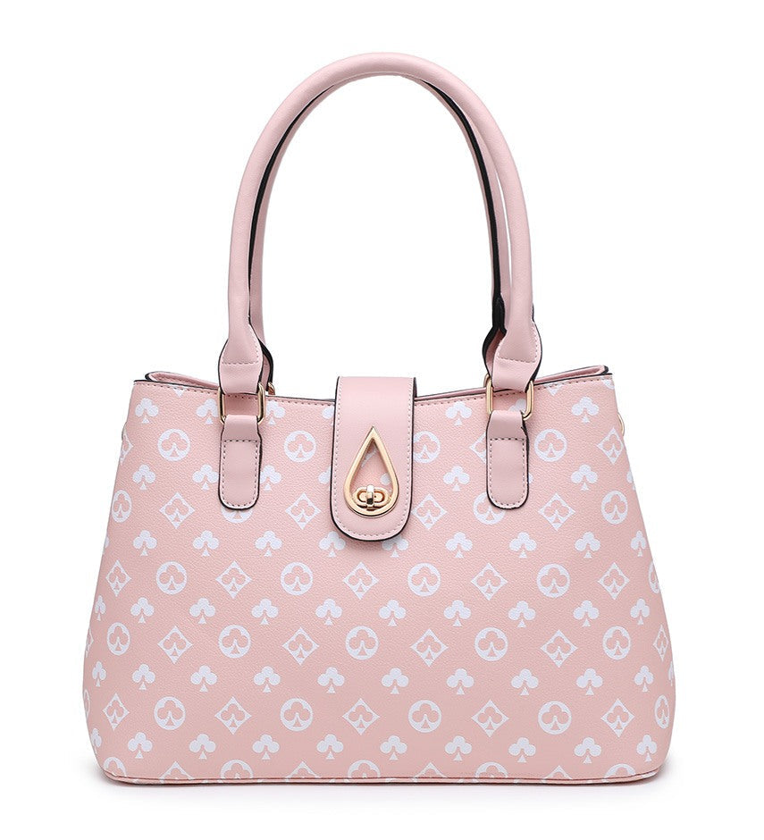 Pink Patterned Top-Handle Bag