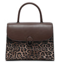Brown Leopard-Print Top-Handle Bag